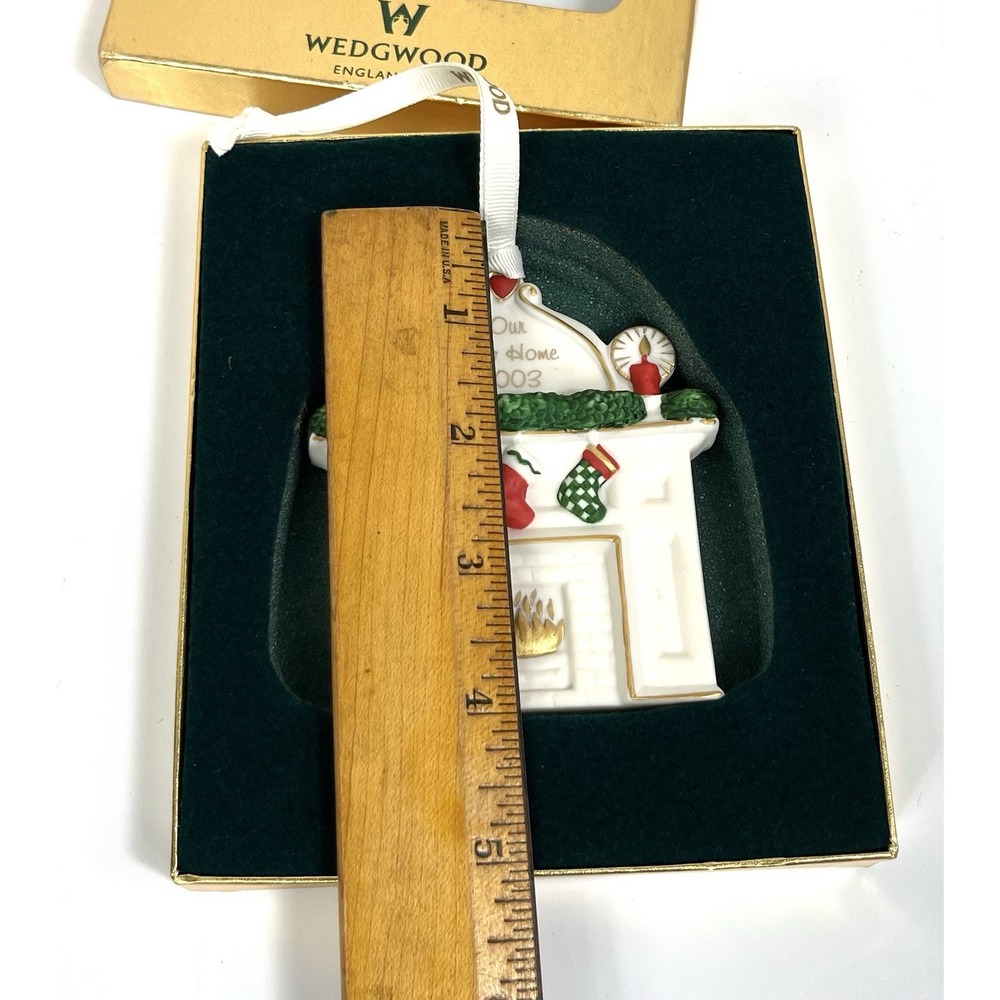 WEDGWOOD Porcelain 2003 Our New Home Christmas Ornament Fireplace NIB - Picture 6 of 11